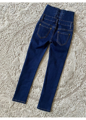 Синие демисезонные джинсы для девочки стрейч 128-158 No Brand