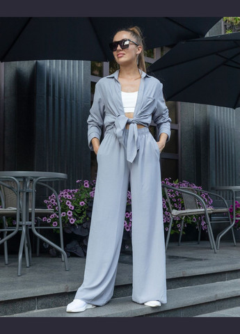 Женский костюм из креп жатки рубашка и штаны Серый Maybel (258602918)