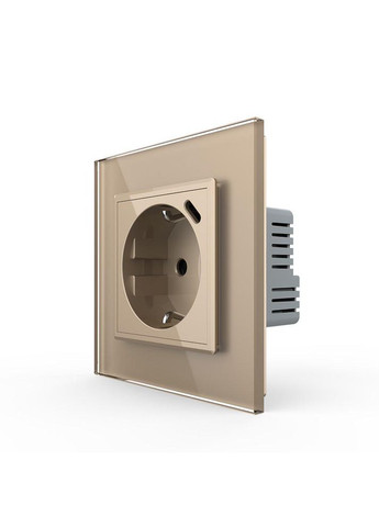 Електрична розетка з USB Type-C 18Вт для зарядки, з заземленням,, золота, скляна рамка, 250В 16А (VL-C7CTF16A.UC18W-2AP) Livolo (370971542)