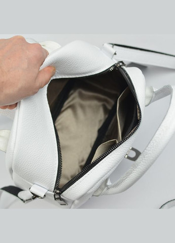 Белая маленькая кожаная сумка кросс боди с ручками Serebro (278634437)