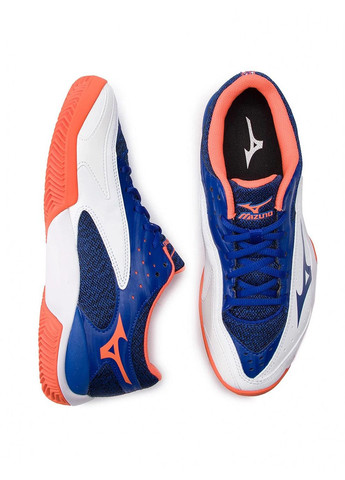 Женские кроссовки Wave Flash clay court белый/синий Mizuno комбинированные демисезоны (333958472)