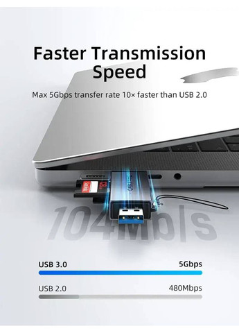 Кардрідер USB3.0 A + USB Type-C, SD/TF, 5Gbps (CD40G) CABLETIME (370617779)
