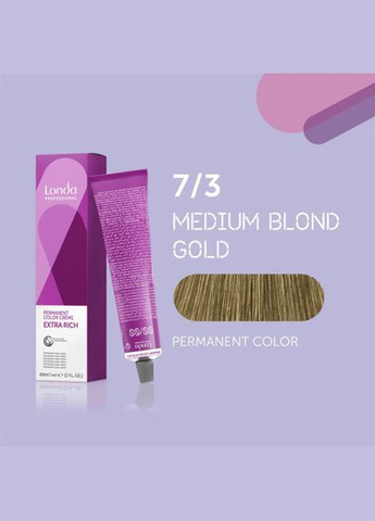 Стійка кремфарба для волосся Professional Permanent Color 7/3 середня блондин золотистий, 60 мл Londa Professional (292736408)