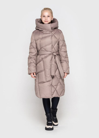 Комбинированная зимняя пальто темно - капучиновий Cvetkov Эйлин