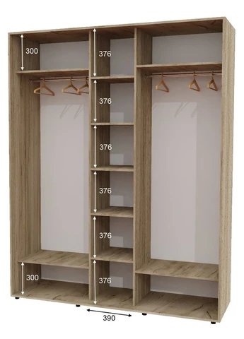 Шкаф-купе трехдверный Алекса 170*65*250 см ШК-04 Дуб крафт серый 2 ДСП/Зеркало с пескоструйным рисунком Алекса (394332643)