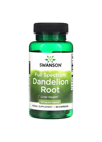 Корень одуванчика 515 мг Dandelion Root для здоровья печени 60 капсул Swanson (280916636)