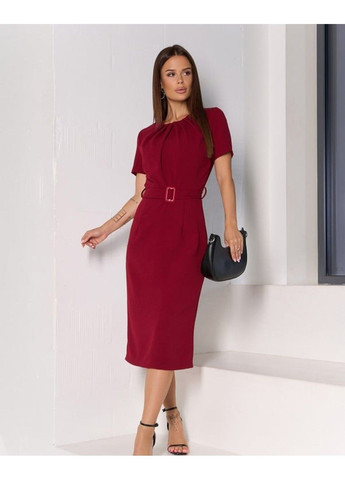 Бордовое деловое платья 14154a бордовый ISSA PLUS