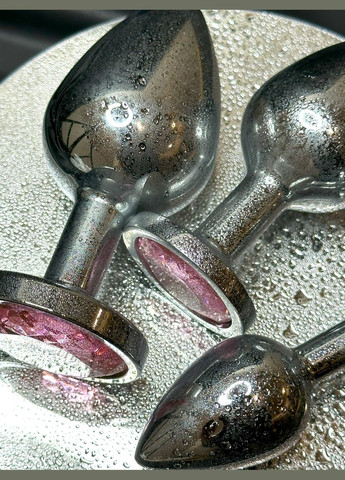 Металлическая анальная пробка с кристаллом цветным розовый для анального секса анала втулка размер M No Brand (341309982)