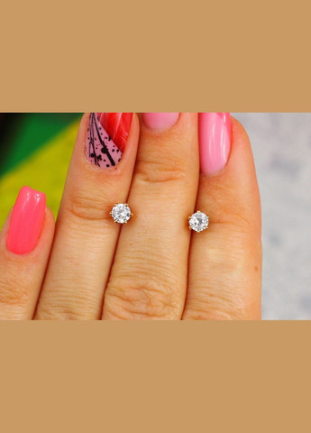 Сережки гвоздики камінці на шість кріплень 4 мм золотисті Xuping Jewelry (316433284)