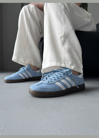 Блакитні Осінні кросівки чоловічі і жіночі adidas spezial handball blue white | адідас спеціал блакитні No Brand