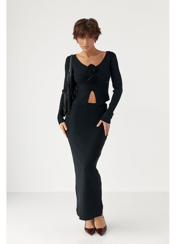 Приталений костюм у рубчик з кофти та спідниці Lurex Костюм-двойка (370377280)