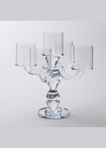 Підсвічник канделябр Flora скляний на 5 свічок 24 см Yiwu (328440587)