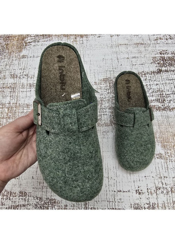 Зеленые тапочки мужские бежевые фетровые на полиуретановой подошве Inblu