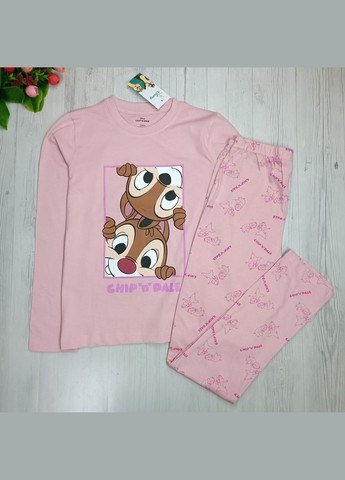 Розовая всесезон пижама для девочки лонгслив + брюки Pepperts