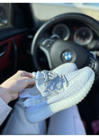 Білі Осінні кросівки чоловічі adidas yeezy boost 350 v2 white full reflective адідас ізі буст No Brand