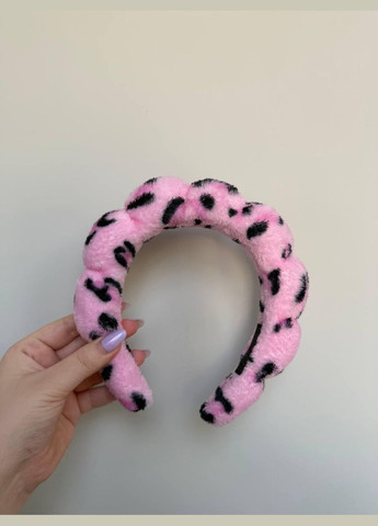 Пушистый мягкий обруч ободок для умывания и бьюти-процедур, леопард Розовый No Brand (323156788)