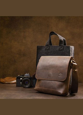 Кожаная сумка кросс боди мужская мессенджер через плечо коричневая 11432 Grande Pelle (329197218)