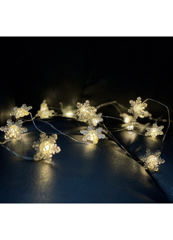 Гирлянда-струна Chomik 20 LED теплый белый для дома новогодний декор снежинки 2,2 м ProDobro (367264168)