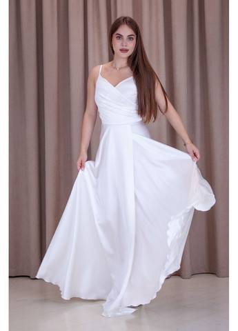 Молочна вечірня плаття на запах, а-силует Wayas однотонна