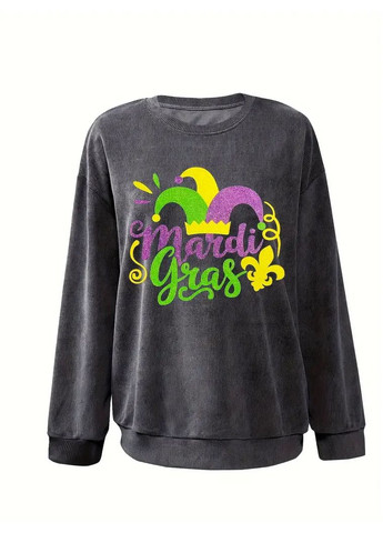 Жіночий сірий повсякденний реглан з принтом літер,XL No Brand (349736249)