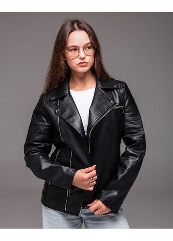 Чорна демісезонна косуха чорна штучна шкіра підкладка тканина No Brand