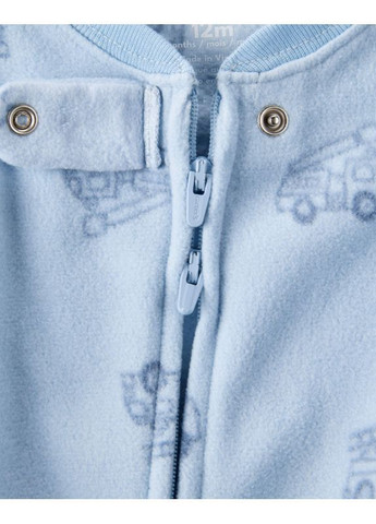 Блакитна всесезон чоловічок флісовий зі стопами комбінезон Carter's