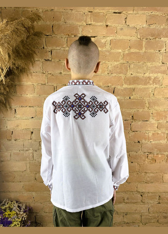 Бирюзовая подростковая вышиванка для мальчика фламинго с вышивкой на спине НоКо хлопок (305695294)