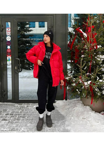 Красная зимняя утепленная женская куртка-пуховик с комфортной посадкой No Brand