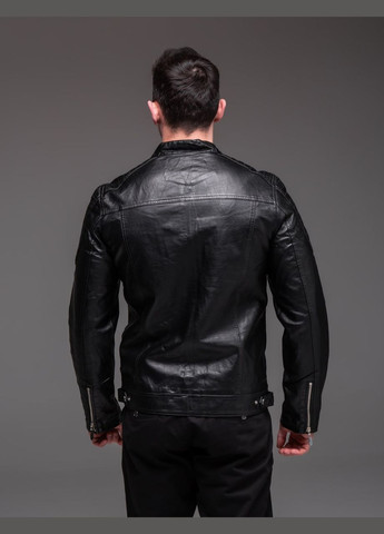 Чорна демісезонна шкіряна куртка на підкладці No Brand