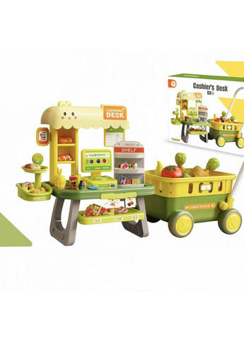 Игровой набор Super Market 2-в-1: тележка для покупок + кассовый аппарат (зеленый) No Brand (370625931)
