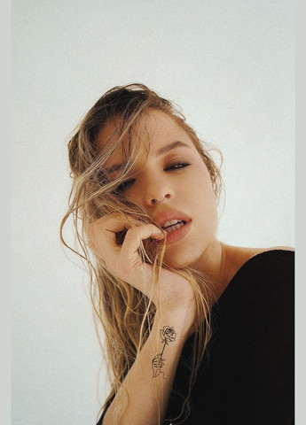 Временная водостойкая тату "Розы силуэт" No Brand (314809315)