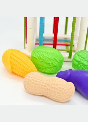 Розвиваючий тактильний куб-сортер 368-23 “Овочі” з набором пластмасових фігурок Fun Game (327216469)