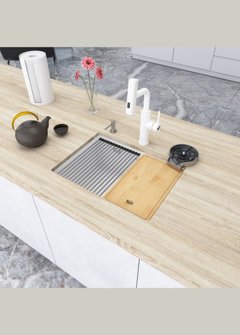 Кухонная мойка белая под столешницу 1.5 мм из нержавеющей стали NW-5742 Nett (336939131)