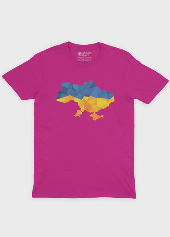 Розовая демисезонная футболка для мальчика с патриотическим принтом карта украины (ts001-1-fuxj-005-1-005) Modno