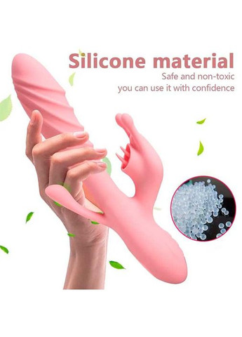 Вибратор Rebbit 3в1 с подогревом 12 режимов вибрации розовый No Brand (370611848)