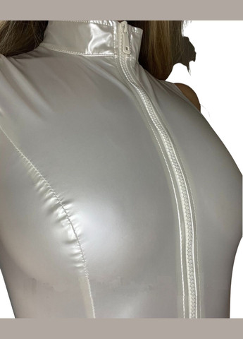 Белый демисезонный комбидресс лакированный белый “дерзкая стелла”, молния на все тело D&A