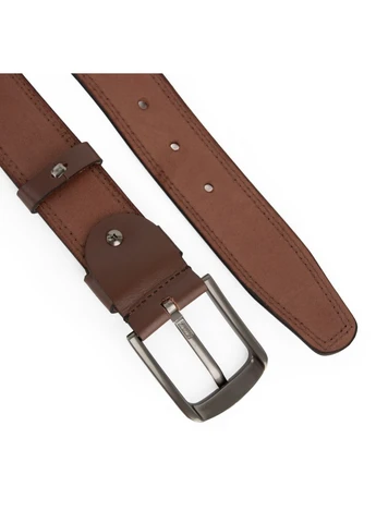 Ремень мужской кожаный со строчкой НС-4017 XXl коричневый (145 см) HandyCover (394720313)