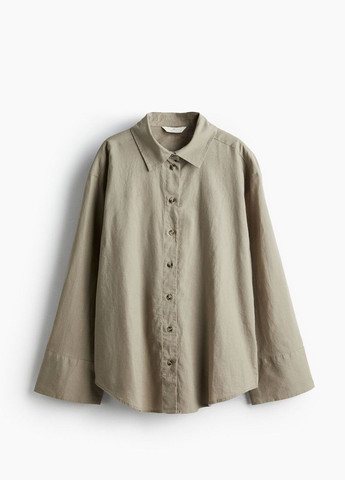 Оливковковая (хаки) классическая рубашка однотонная H&M
