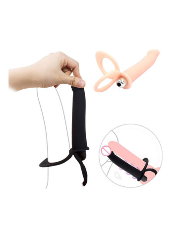 Насадка на член для подвійного проникнення з вібрацією, анальна насадка тілесного кольору No Brand (332769627)