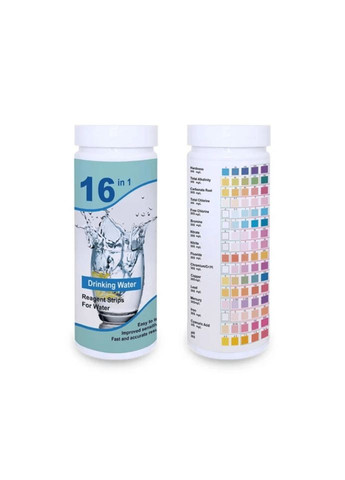 Тест-полоски для проверки питьевой воды 16 в 1, 50 шт. + пипетка и пробирка El Studio (355267608)