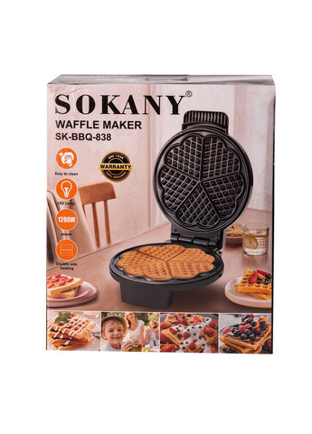 Вафельница для толстых вафель 1200Вт SK-BBQ-838 с антипригарным покрытием Sokany (290187088)