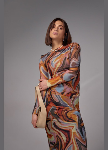 Костюм с юбкой-миди и джемпером из сетки Liton (296658527)