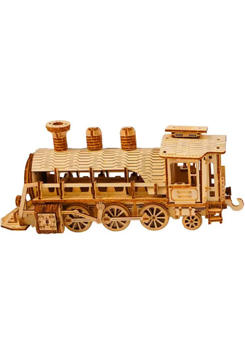 Деревянный конструктор 3D пазл для детей от 12 лет 282 элемента 31x8x7 см (481383-Prob) Локомотив с тендером Unbranded (361306304)