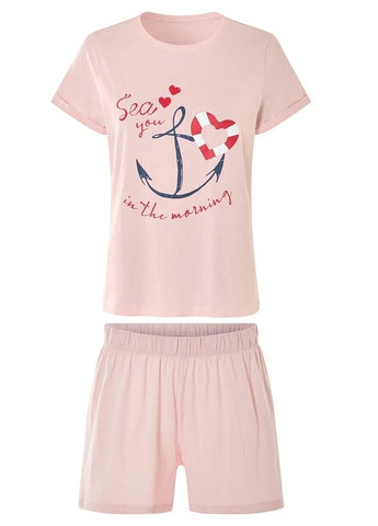 Розовая всесезон пижама футболка + шорты Esmara
