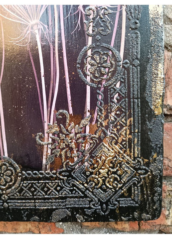 Панно "Борщевник" 30×50 см, деревянный щит, объемные пасты и поталь. Handmade (360895943)