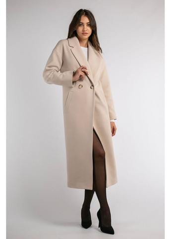 Молочне Пальто демісезонне оверсайз максі двобортне CHICLY