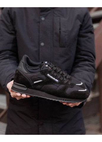 Чоловічі кросівки Reebok Classic Super Leather Black (КОПІЯ) No Brand чорні всесезони (372075124)