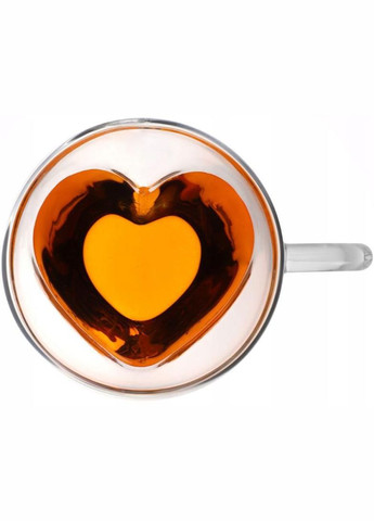 Набір 2 скляні чашки "Серце" 250мл, термочашки з подвійними стінками Kamille (339777129)