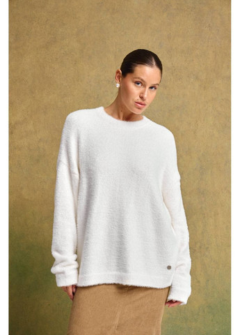 Молочний демісезонний жіночий светр оверсайз з альпаки MonCher