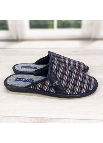 Тапочки чоловічі сині в клітинку закритий носок Белста (302209776)